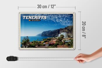 Panneau en étain voyage 30x20cm Tenerife Espagne Falaises de Los Gigantes 4