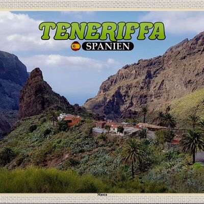 Cartel de chapa de viaje 30x20cm Tenerife España Masca Mountain Village Mountains