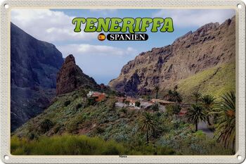 Panneau de voyage en étain, 30x20cm, Tenerife, espagne, Masca, Village de montagne, montagnes 1