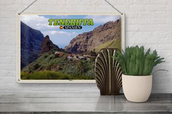Panneau de voyage en étain, 30x20cm, Tenerife, espagne, Masca, Village de montagne, montagnes 3