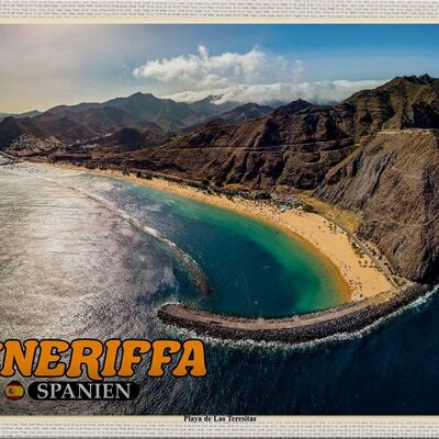 Targa in metallo da viaggio 30x20 cm Tenerife Spagna Playa de Las Teresitas