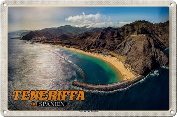 Panneau en étain voyage 30x20cm Tenerife Espagne Playa de Las Teresitas 1