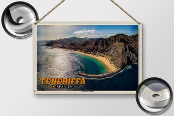 Panneau en étain voyage 30x20cm Tenerife Espagne Playa de Las Teresitas 2