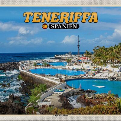 Blechschild Reise 30x20cm Teneriffa Spanien Lago Martiánez Freibad