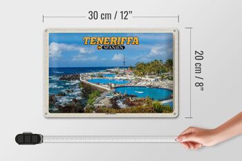 Panneau en étain voyage 30x20cm Tenerife Espagne Lago Martiánez piscine extérieure 4
