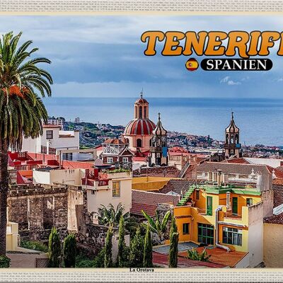 Cartel de chapa de viaje 30x20cm Tenerife España La Orotava vacaciones en el mar