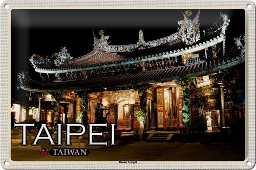 Blechschild Reise 30x20cm Taipei Taiwan Baoan Tempel
