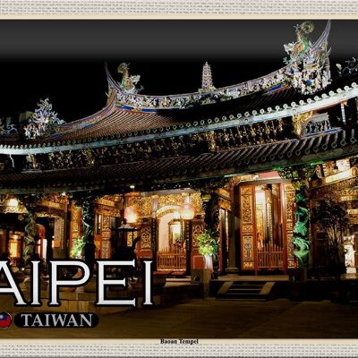 Targa in metallo da viaggio 30x20 cm Taipei Taiwan Baoan Temple
