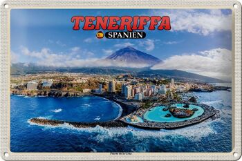 Panneau en étain voyage 30x20cm, Tenerife, espagne, Puerto de la Cruz, montagne 1