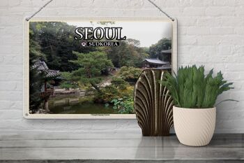 Panneau de voyage en étain, 30x20cm, séoul, corée du sud, jardin Changdeokgung 3