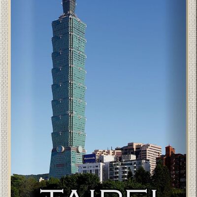 Cartel de chapa viaje 20x30cm Taipei Taiwán Taipei 101 rascacielos