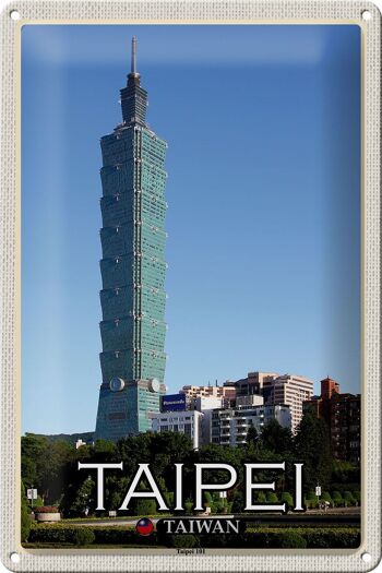 Plaque en tôle voyage 20x30cm Taipei Taiwan Taipei 101 gratte-ciel 1