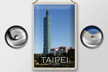 Plaque en tôle voyage 20x30cm Taipei Taiwan Taipei 101 gratte-ciel 2