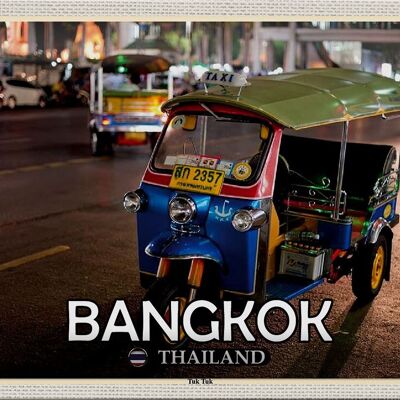 Targa in metallo da viaggio 30x20 cm Bangkok Tailandia Tuk Tuk