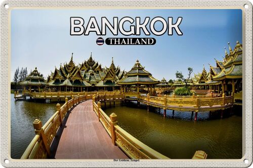 Blechschild Reise 30x20cm Bangkok Thailand Der Goldene Tempel