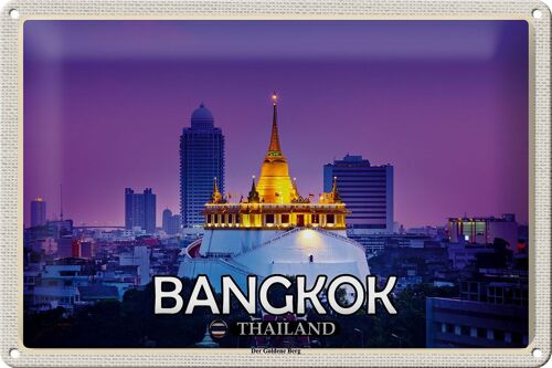 Blechschild Reise 30x20cm Bangkok Thailand Der Goldene Berg Tempel
