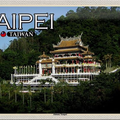 Cartel de chapa de viaje, 30x20cm, Taipei, Taiwán, templo Zhinan