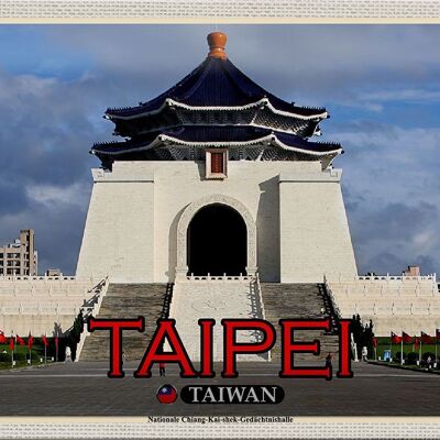Targa in metallo da viaggio 30x20 cm Taipei Taiwan Nazionale Chiang-Kai-shek
