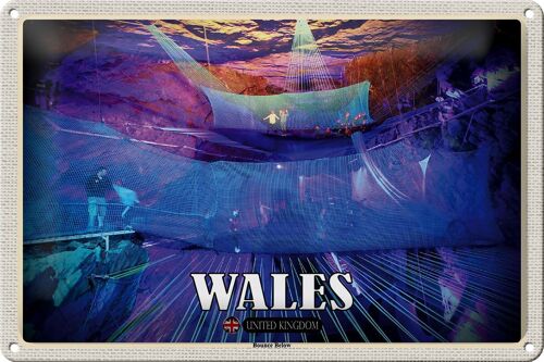 Blechschild Reise 30x20cm Wales United Kingdom Bounce Below