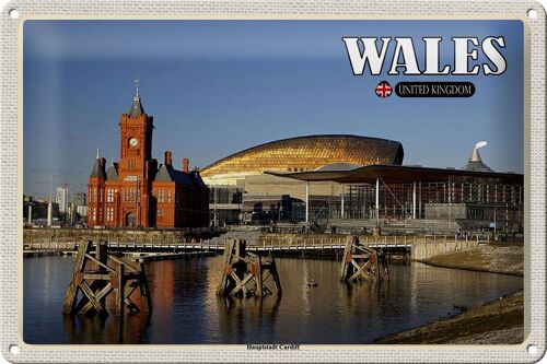 Blechschild Reise 30x20cm Wales United Kingdom Hauptstadt Cardiff