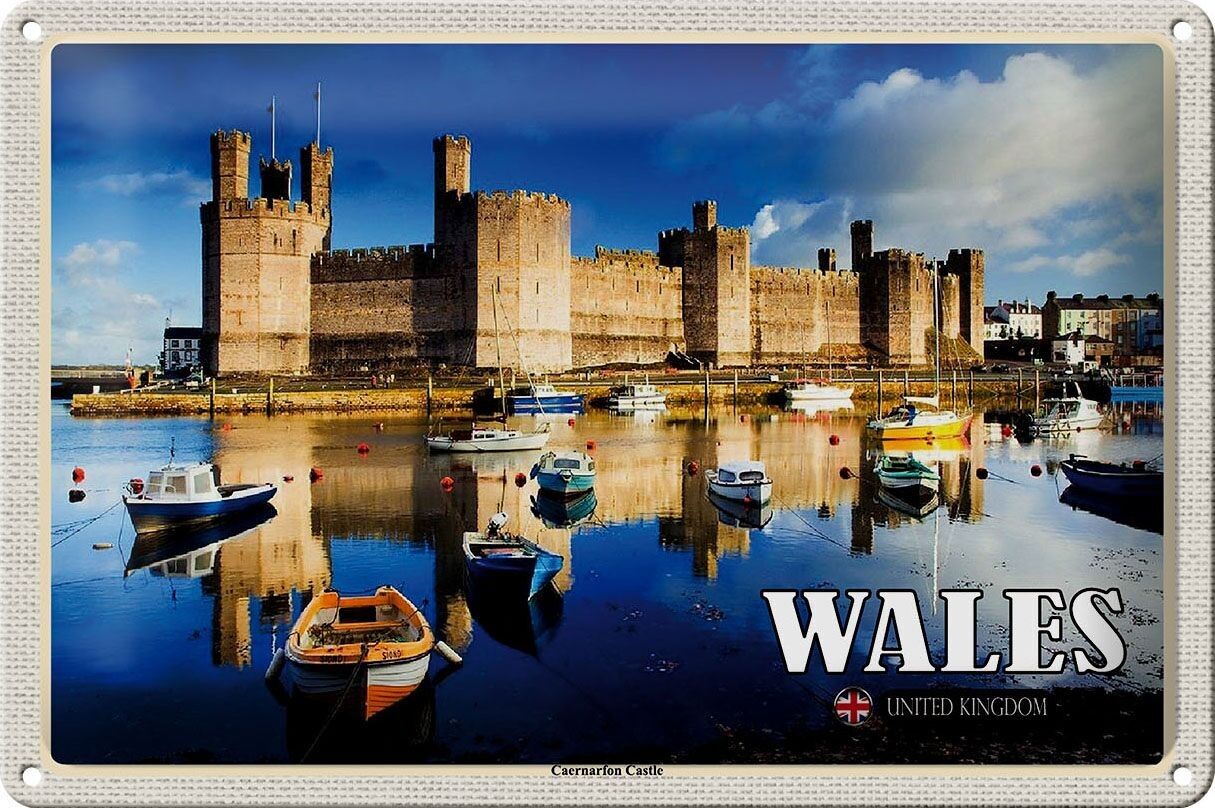 Metal sign travel 30x20cm Wales United Kingdom Caernarfon Castle