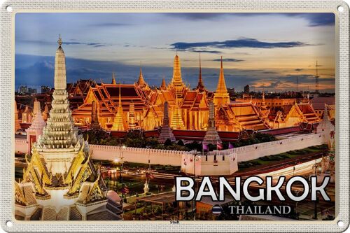 Blechschild Reise 30x20cm Bangkok Thailand Tempel Sonnenuntergang