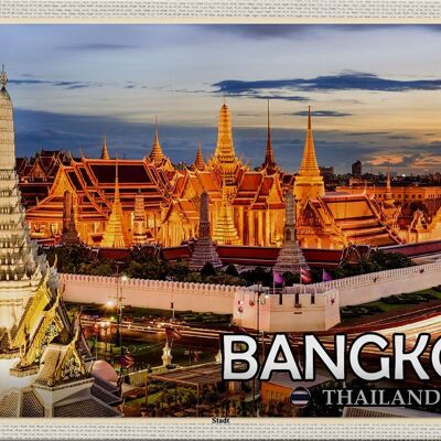 Blechschild Reise 30x20cm Bangkok Thailand Tempel Sonnenuntergang