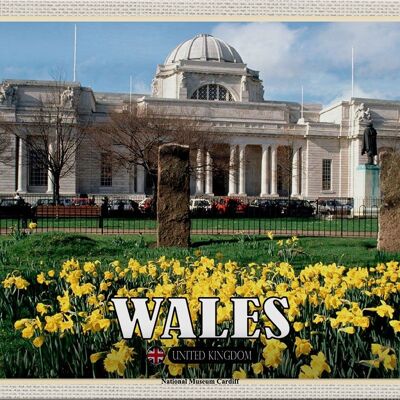 Cartel de chapa Travel 30x20cm Gales Reino Unido Museo Cardiff