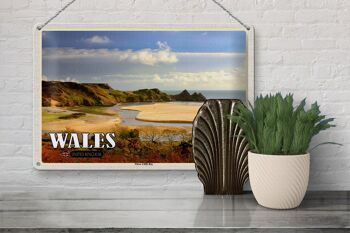 Panneau de voyage en étain, 30x20cm, pays de Galles, trois falaises, baie 3