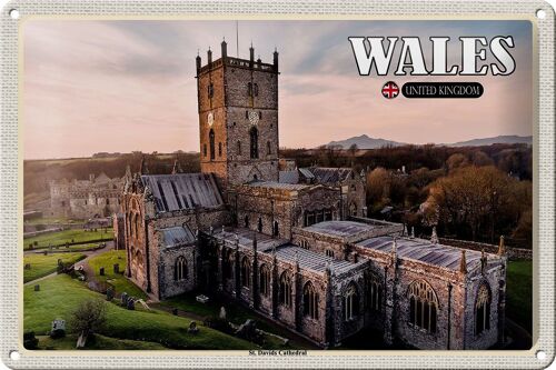 Blechschild Reise 30x20cm Wales United Kingdom St. Davids Cathedral