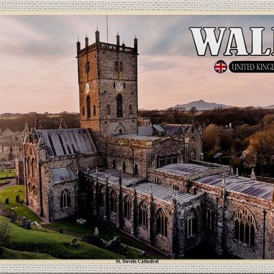 Blechschild Reise 30x20cm Wales United Kingdom St. Davids Cathedral