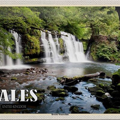 Targa in metallo da viaggio 30x20 cm Galles Regno Unito Brecon Waterfalls