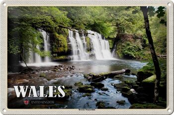 Panneau de voyage en étain, 30x20cm, pays de galles, royaume-uni, cascades de Brecon 1