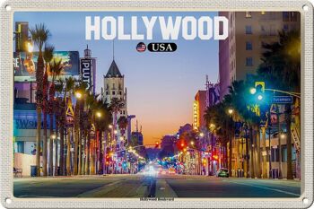 Panneau en étain voyage 30x20cm, Hollywood USA Hollywood Boulevard 1