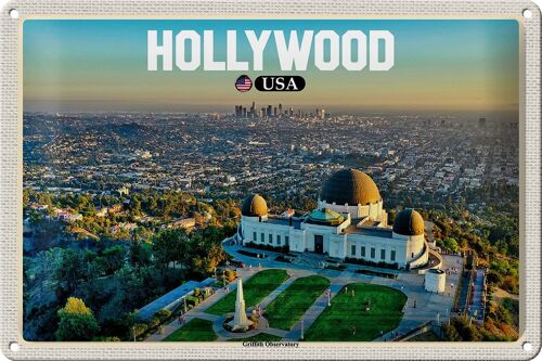 Blechschild Reise 30x20cm Hollywood USA Griffith Observatory