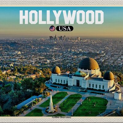 Blechschild Reise 30x20cm Hollywood USA Griffith Observatory