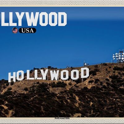 Targa in metallo da viaggio 30x20 cm Hollywood USA Hollywood Hills