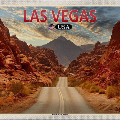 Targa in metallo da viaggio 30x20 cm Las Vegas USA Red Rock Canyon