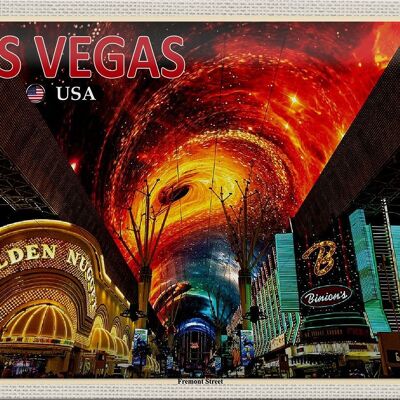 Cartel de chapa de viaje 30x20cm Las Vegas EE. UU. Fremont Street Casinos