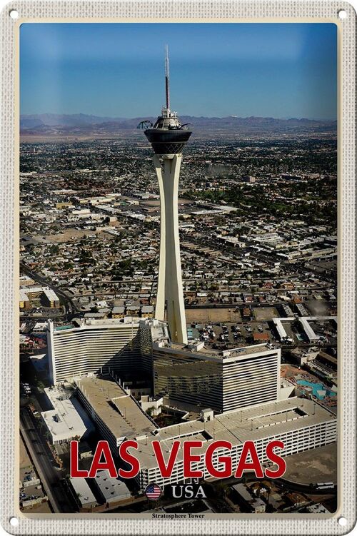 Blechschild Reise 20x30cm Las Vegas USA Stratosphere Tower