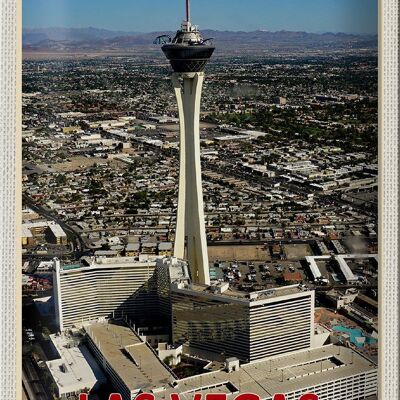Targa in metallo da viaggio 20x30 cm Las Vegas USA Stratosphere Tower