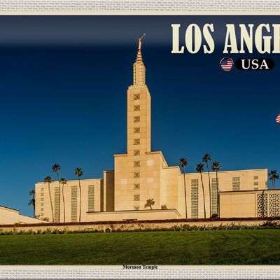 Cartel de chapa de viaje, 30x20cm, Los Ángeles, EE. UU., Templo Mormón