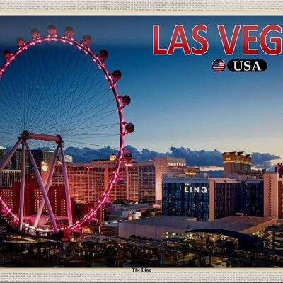 Panneau en étain voyage 30x20cm, Las Vegas USA, la grande roue Linq