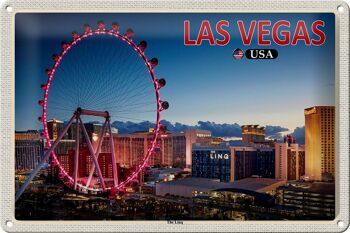Panneau en étain voyage 30x20cm, Las Vegas USA, la grande roue Linq 1