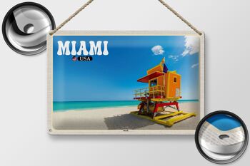 Signe en étain voyage 30x20cm, Miami USA plage vacances en mer 2