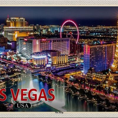 Panneau en étain voyage 30x20cm, Las Vegas USA The Strip Casinos Hotel