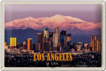Panneau de voyage en étain, 30x20cm, gratte-ciel de Los Angeles Skyline Mountains 1