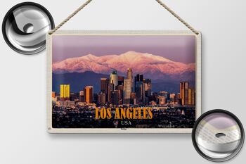 Panneau de voyage en étain, 30x20cm, gratte-ciel de Los Angeles Skyline Mountains 2