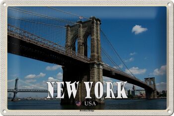 Panneau de voyage en étain, 30x20cm, New York, USA, pont de Brooklyn 1