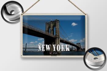 Panneau de voyage en étain, 30x20cm, New York, USA, pont de Brooklyn 2